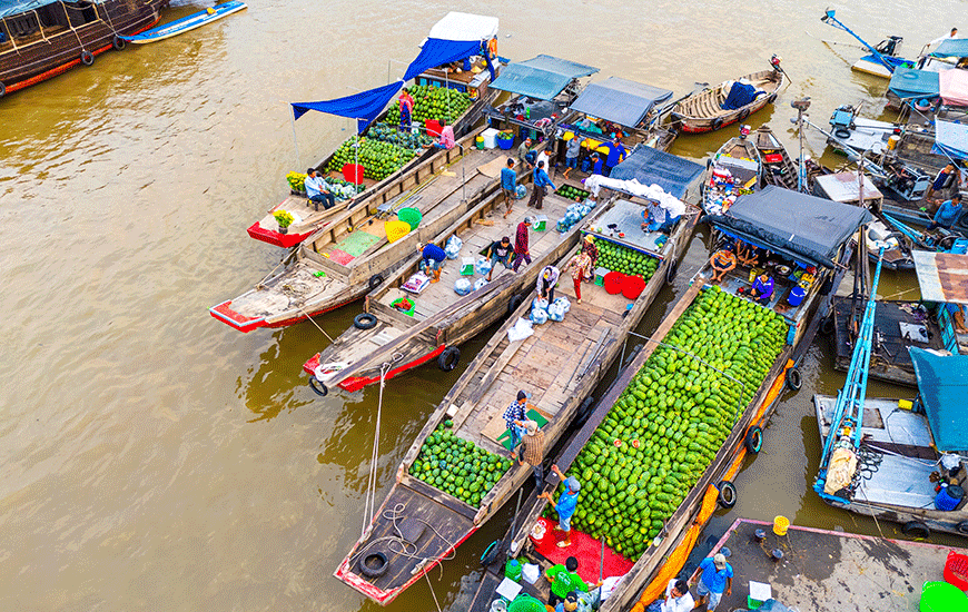 Marché flottant de Can Tho (Delta du Mékong) – Commerce fluvial – Asia Novo Tours