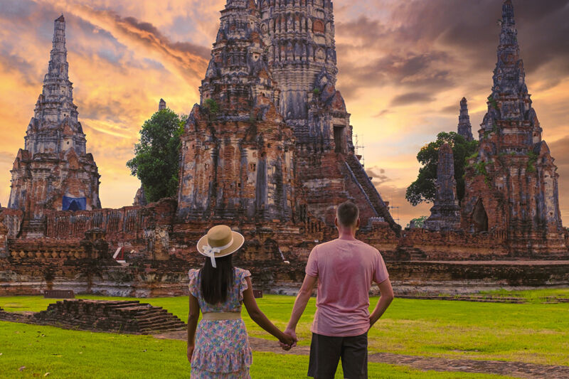 Couple à l'ancienne capitale Ayuthaya