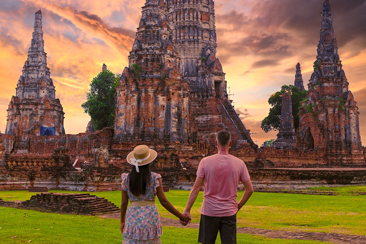 Couple à l'ancienne capitale Ayuthaya