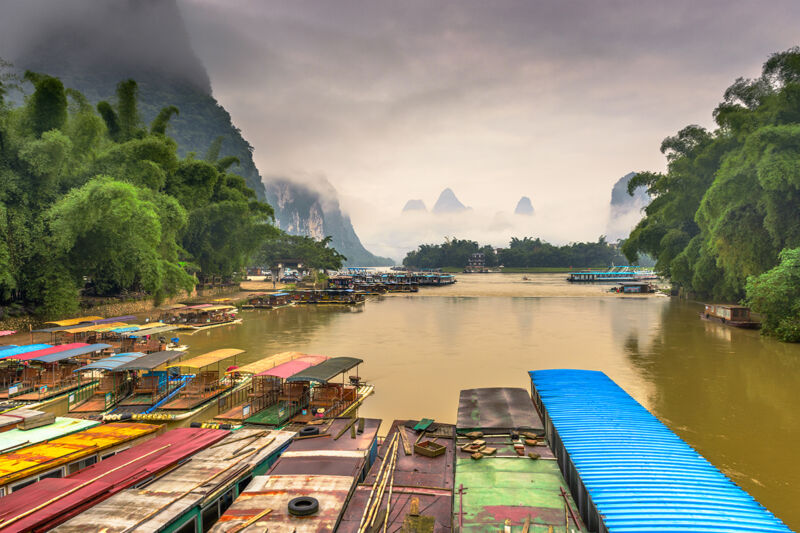 balade en bateau sur la riviere Li, Guilin